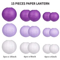 Paper Lanterns Decorative, Party Supplies For Bachelorette Engagement Unicorn Birthday Party Decorations Purple/Lavender/White 15Pcs