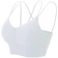 Motorun Womens Push-Up Padded Strappy Sports Bra Cross Back Wirefree Fitness Yoga Top White Xl