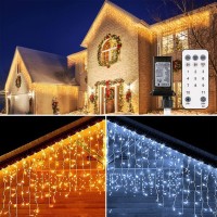 B-Right Icicle Lights Outdoor, 440 Led Icicle Christmas Lights Warm & Cool White 11 Modes Dimmable 2-In-1 With Remote Timer For Outdoor Eaves Garden Indoor Wedding Party Decor(33.79Ft 29V)