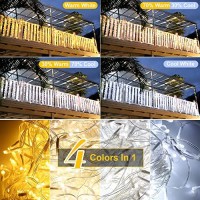 B-Right Icicle Lights Outdoor, 440 Led Icicle Christmas Lights Warm & Cool White 11 Modes Dimmable 2-In-1 With Remote Timer For Outdoor Eaves Garden Indoor Wedding Party Decor(33.79Ft 29V)