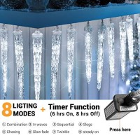 Christmas Icicle Lights, 20 Icicles 90 Led Icicle Lights, Outdoor Indoor Crystal Ice String Lights, Connectable White Icicle Lights For Christmas Decorations