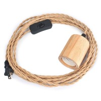 Arturesthome Wood Pendant Light Cord Kit With Switch 164Ft Vintage Industrial Hanging Light Plug In Lamp Cord With Twisted Nylo