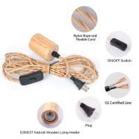 Arturesthome Wood Pendant Light Cord Kit With Switch 164Ft Vintage Industrial Hanging Light Plug In Lamp Cord With Twisted Nylo