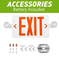 Ostek Red Led Exit Sign With Emergency Lights,Two Led Adjustable Head Emergency Exit Lights With Battery Backup, Dual Led Lamp Abs Fire Resistance Ul-Listed 120-277V