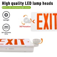 Ostek Red Led Exit Sign With Emergency Lights,Two Led Adjustable Head Emergency Exit Lights With Battery Backup, Dual Led Lamp Abs Fire Resistance Ul-Listed 120-277V