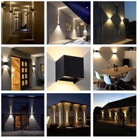 Lanfu 2Pack Led Aluminum Waterproof Wall Lamp, Waterproof Modern Outdoor Light 6W 100-277V 2700K Angle-Adjustment Outdoor Wall Light Warm Light 2Leds(3.94