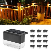 Chinly Solar Deck Lights 12-Pack Outdoor Waterproof Led, Warm White & Color Changing For Stairs, Fence, Garden, Patio Yard, Porch And Step