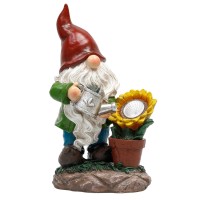 Teresa'S Collections Sunflower Garden Gnomes Decorations For Yard With Solar Lights, Cute Garden Sculptures & Statues Outdoor For Front Porch Patio Lawn Ornaments,Ideal 11.4