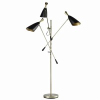 Benjara 3 Light Metal Floor Lamp With Adjustable Height, Black