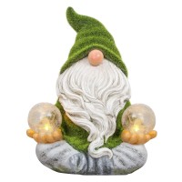 Teresa'S Collections Garden Gnomes Decorations For Yard With Solar Lights, Large Flocked Zen Garden Sculptures & Statues For Outdoor Front Porch Patio Decor, Ideal, 11