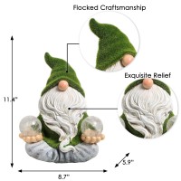 Teresa'S Collections Garden Gnomes Decorations For Yard With Solar Lights, Large Flocked Zen Garden Sculptures & Statues For Outdoor Front Porch Patio Decor, Ideal, 11