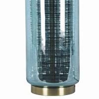 Benjara Glass Table Lamp With Cylindrical Support And Round Base, Blue