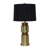 Benjara Metal Table Lamp With Cylindrical Pedestal Base, Gold And Black