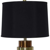 Benjara Metal Table Lamp With Cylindrical Pedestal Base, Gold And Black