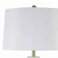 Benjara Conical Drum Shade Table Lamp With Elongated Bellied Glass Base, White