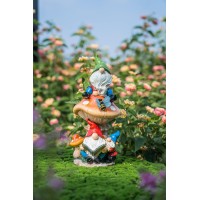 Teresa'S Collections Garden Gnomes Statues Decorations For Yard With Solar Lights, Sculptures& Statues On Mushroom Reading Garden Outdoor For Patio Lawn Ornaments,Ideal 12.6