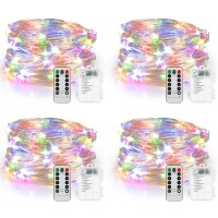 Koxly 4 Pack 20Ft 60 Led Fairy Lights With Remote Timer Waterproof Christmas Decor Battery Operated Twinkle Firefly Lights For Bedroom, Garden, Easter, Party, Christmas Indoor And Outdoor Decorations