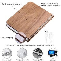 Anwick Lamp Book Large Size Folding Mood Light Novelty Led Night Light Usb Large Capacity Rechargeable Wooden Table Lamp