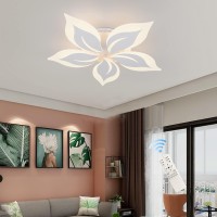 Garwarm Modern Ceiling Light, 23.6?Led Flower Shape Design Dimmable Chandelier Flush Mount Ceiling Lights Fixture For Living Room Bedroom 50W