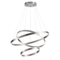 Madem Room Decor Led Modern Chandelier 3-Ring Circular Dimmable Pendant Light Flush Mount Pendant Lighting For Living Room Dining Room, Bedroom,3000K Warm White,Brush Nickel