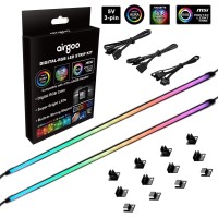 Neon Addressable Rgb Pc Led Strip Kit, Diffused Rainbow Magnetic Argb Strip For 5V 3-Pin Aura Sync, Gigabyte Rgb Fusion, Msi Mystic Light Sync, With 12Pcs Strong Magnetic Brackets And Controller