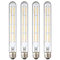 Leools T10 Led Bulb,8W Dimmable Edison Led Tubular Bulb T10/T30,8.9 Inch Long Tubular Light Bulb,800Lm,75 Watt Equivalent, Soft White 3000K,E26 Base,4-Pack.