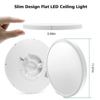 Bingotec 12 Inch 24W Led Flush Mount Ceiling Light Fixture, 3200Lm, 5000K Daylight White Modern Ceiling Lamp, Flat Round Lighting Fixture For Bedroom Closet Stairwell Hallway Kitchen