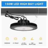 Openlux 150W Ufo Led High Bay Light, 21750Lm 0-10V Dimmable High Bay Led Shop Lights Ul Dlc Approved Warehouse Light 5000K Daylight