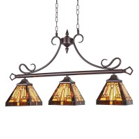 Capulina Kitchen Dining Room Tiffany Pendant Lighting 3-Light Vintage Antique Style Chandelier Pendant Light Fixture For Rustic Farmhouse