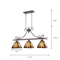 Capulina Kitchen Dining Room Tiffany Pendant Lighting 3-Light Vintage Antique Style Chandelier Pendant Light Fixture For Rustic Farmhouse