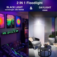 Onforu 100W Led Black Light With Remote, Halloween Outdoor Dimmable Black Light With Daylight White, Timing, Ip66 Black Light Flood Light For Glow In The Dark, Halloween Party, Body Paint, Florescent