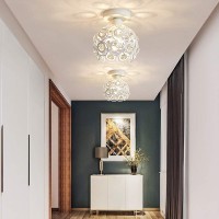 Frixchur Hallway Ceiling Light Fixture Small Chandelier Light Semi Flush Mount Ceiling Lights Crystal Ceiling Lamp For Closet Girls Bedroom Kitchen Bathroom,White,E26