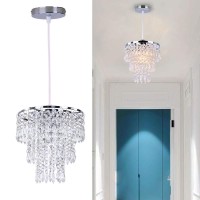 Frixchur Mini Crystal Chandelier Lighting Fixture Flush Mount Ceiling Light Shade Chrome Lampshade Crystal Pendant Light For Hal