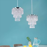 Frixchur Mini Crystal Chandelier Lighting Fixture Flush Mount Ceiling Light Shade Chrome Lampshade Crystal Pendant Light For Hal