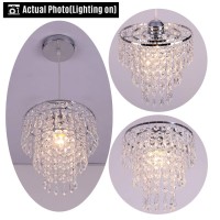 Frixchur Mini Crystal Chandelier Lighting Fixture Flush Mount Ceiling Light Shade Chrome Lampshade Crystal Pendant Light For Hal