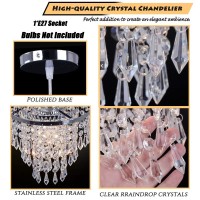 Frixchur Mini Crystal Chandelier Lighting Fixture Flush Mount Ceiling Light Shade Chrome Lampshade Crystal Pendant Light For Hal