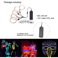 Maxlax El Wire White Neon Wire Light 5 In 1 Meter Electroluminescent Wire For Halloween Decoration Christmas Party Diy Decor