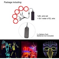 Maxlax Bright Red El Wire Noise Reduction Neon Lights Wire 5 In 1 Meter Electroluminescent Wire For Halloween Christmas Party