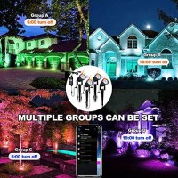 Led Landscape Lighting,12W Bluetooth App Control 24V Rgb Color Changing Low Voltage Landscape Lights With Transformer,Ip66 Waterproof Outdoor Led Spot Flood Light For Party/Tree/Christmas/Pathway