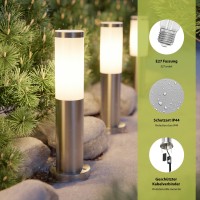 Ledscom.De Poru Ground Spike Outdoor Stainless Steel Round 38.5Cm E27 Socket, 4Pcs