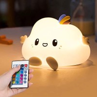 Cloud Led Night Light For Kids Soft Silicone Light For Nursery Bedroom Colorful Sleep Light With Touch Sensor And Remote Control