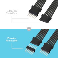 Litcessory Extension Cable For Philips Hue Lightstrip Plus (3.3Ft, 2 Pack, Black - Micro 6-Pin V4)