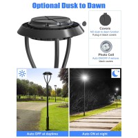 60W Led Post Top Light With Photocell Etl&Dlc Listed 8400Lm Adjustable Cct 3000K/4000K/5000K Led Pole Top Light Ip65 Waterproof For Outdoor Commercial Pole Light Fixture Ac100-277V