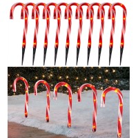 Christmas Candy Cane Pathway Makers Lights, 10Inch Set Of 10 Candy Canes Lights Outdoor, Tigomoov Candy Cane Lights Christmas Decorations Outdoor For Yard,Garden