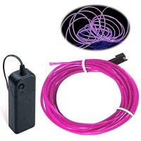 Maxlax El Wire Purple 164Ft5M Portable Battery Pack Neon Lights Strip 360 Cuttable Glowing Rope Lights For Parties Halloween