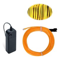 Maxlax El Wire Yellow 164Ft5M Portable Battery Pack Neon Lights Strip 360