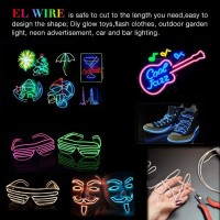 Maxlax El Wire Lime Green 164Ft5M Portable Battery Pack Neon Lights Strip 360 Cuttable Glowing Rope Lights For Parties Hallo