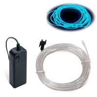 Maxlax El Wire Ice Blue 98Ft3M Portable Battery Pack Neon Lights Strip 360 Cuttable Glowing Rope Lights For Parties Hallowee