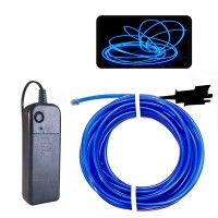 Maxlax El Wire Blue 98Ft3M Portable Battery Pack Neon Lights Strip 360