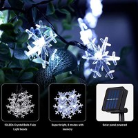 Snowflake Solar String Lights, 50Led 23Ft 8 Modes Waterproof Solar Powered String Fairy Lights For Patio Home Gardens Outdoor Holiday Christmas Tree Party Decorations (White)